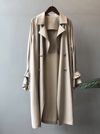 Women's Long Water Repellent Trench Coat with Double Breasted Front