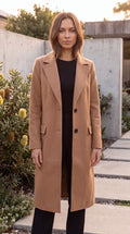 Women's Longline Lapel Single Breasted Tailored Winter Coat