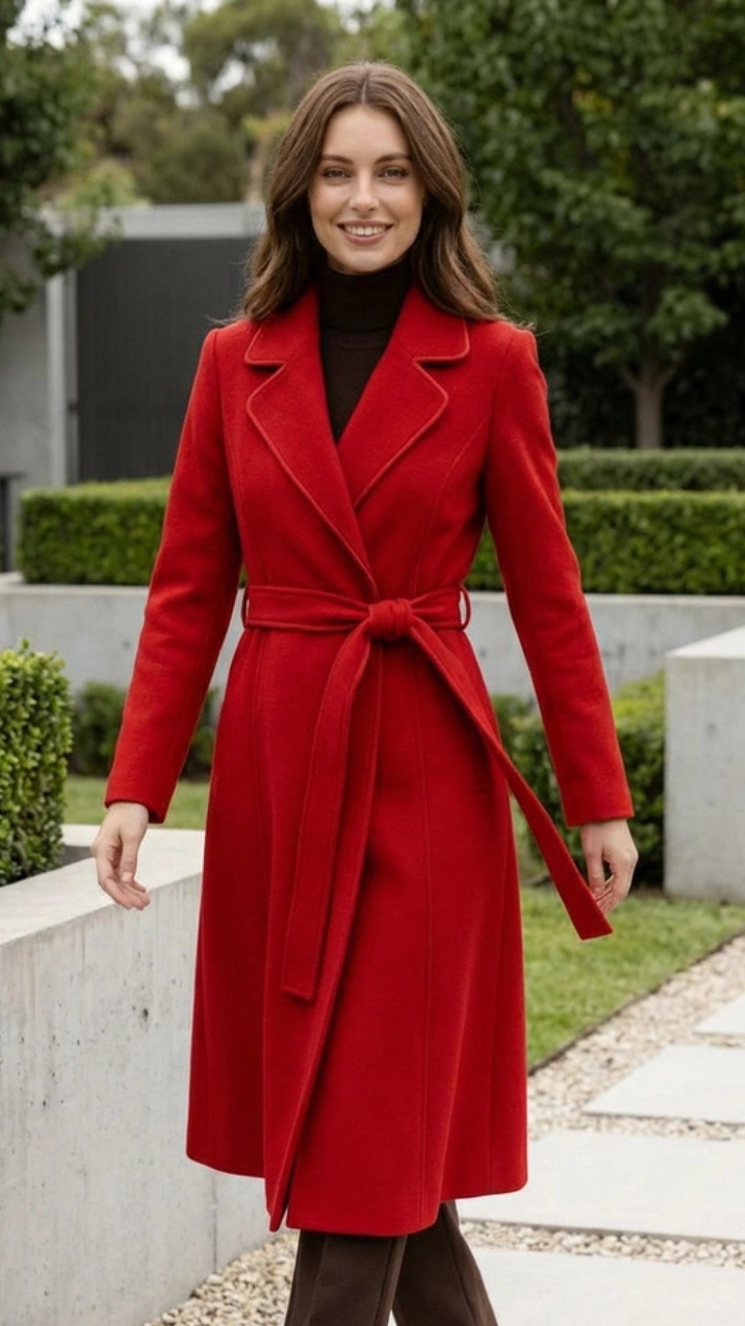 Women's Long Belted Wrap Winter Overcoat