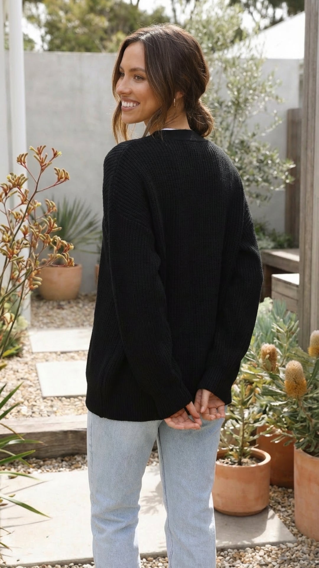 Women’s Button-Up Knit Cardigan with Long Sleeves