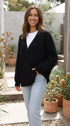 Women’s Button-Up Ribbed Knit Cardigan with Long Sleeves