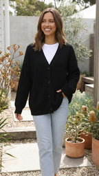 Women’s Button-Up Ribbed Knit Cardigan with Long Sleeves