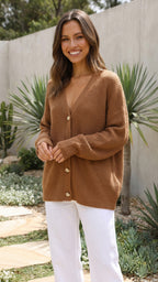 Women’s Button-Up Ribbed Knit Cardigan with Long Sleeves