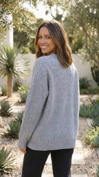Women’s Button-Up Ribbed Knit Cardigan with Long Sleeves