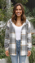 Women’s Checkered Print Hooded Jacket