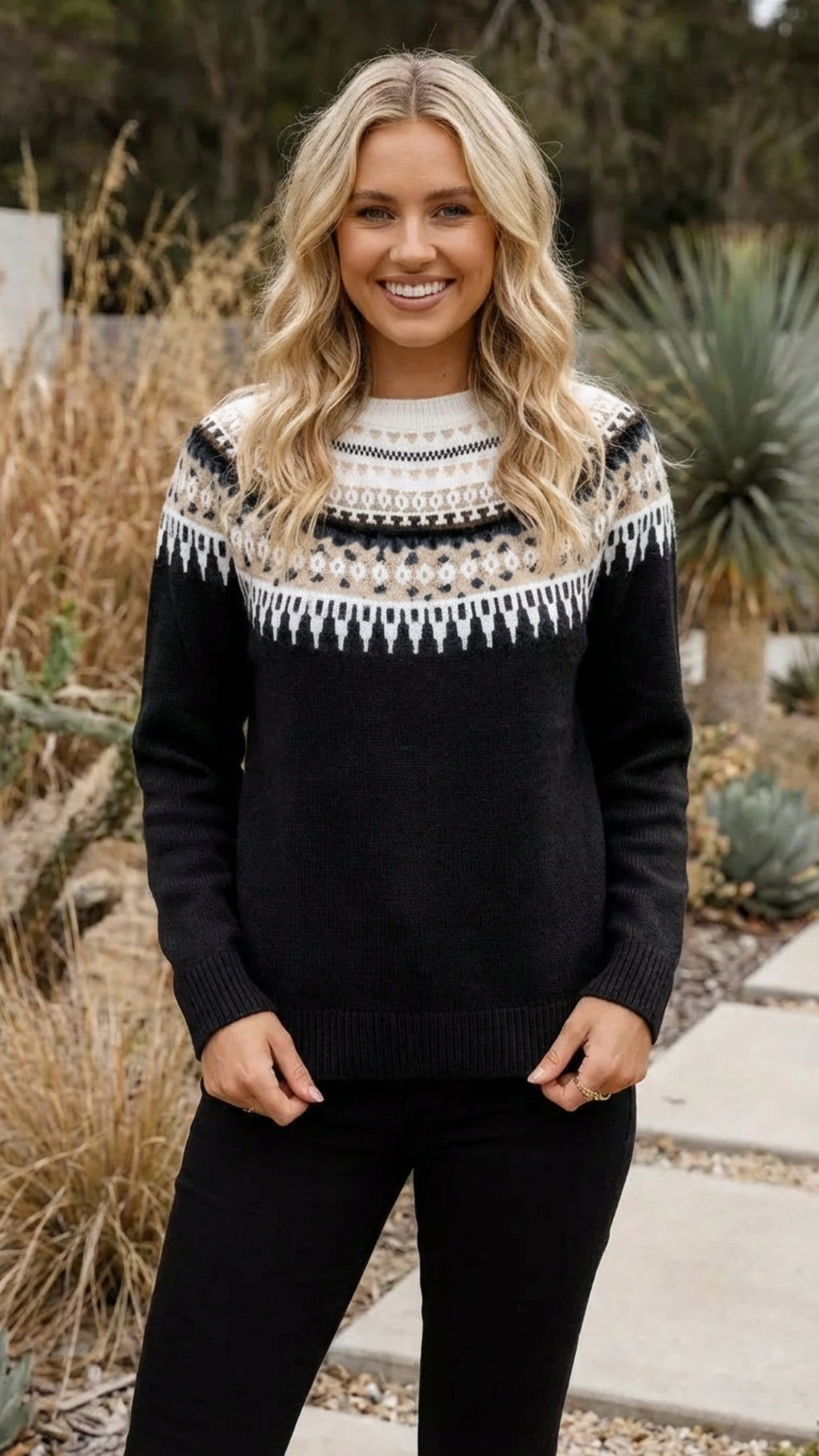 Women’s Fair Isle Patterned Crew Neck Knit Sweater