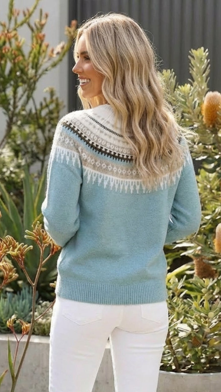 Women’s Fair Isle Patterned Crew Neck Knit Sweater