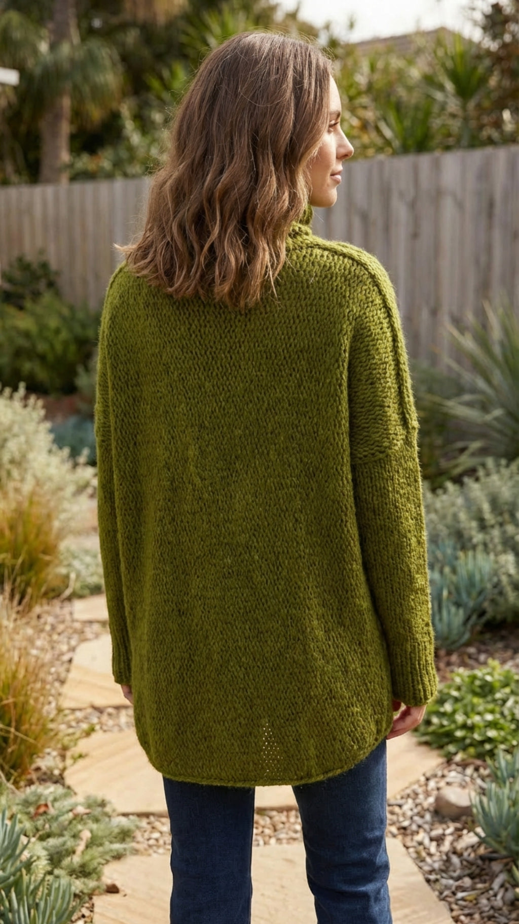 Women’s Long High Neck Knit Sweater