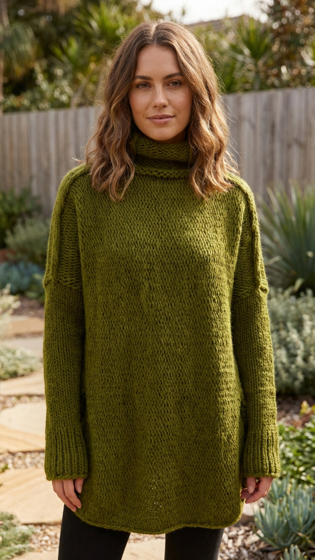 Women’s Long High Neck Knit Sweater