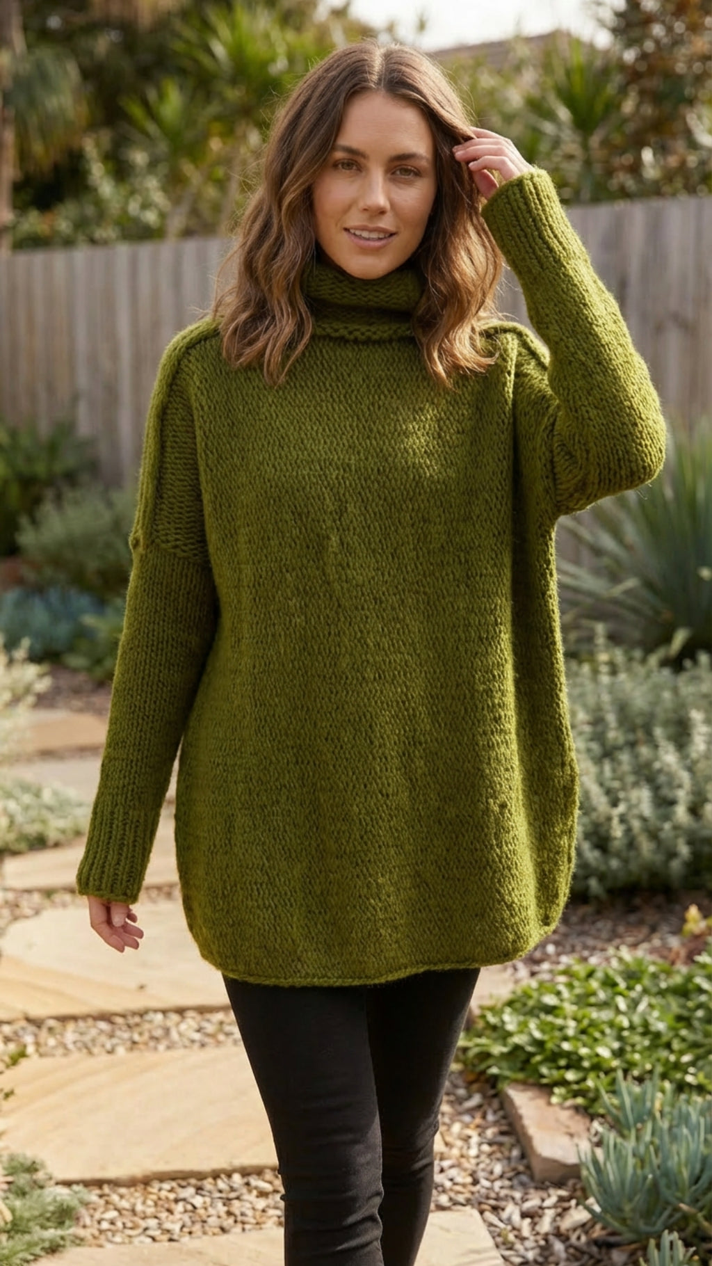 Women’s Long High Neck Knit Sweater