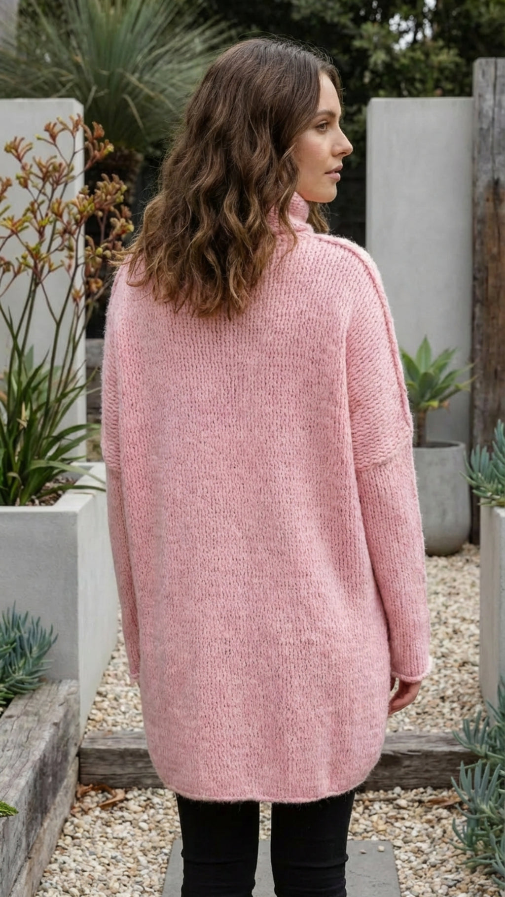 Women’s Long High Neck Knit Sweater