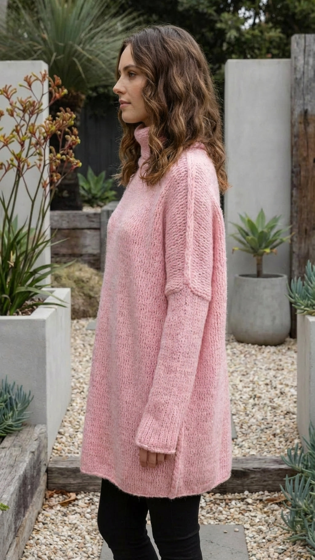 Women’s Long High Neck Knit Sweater