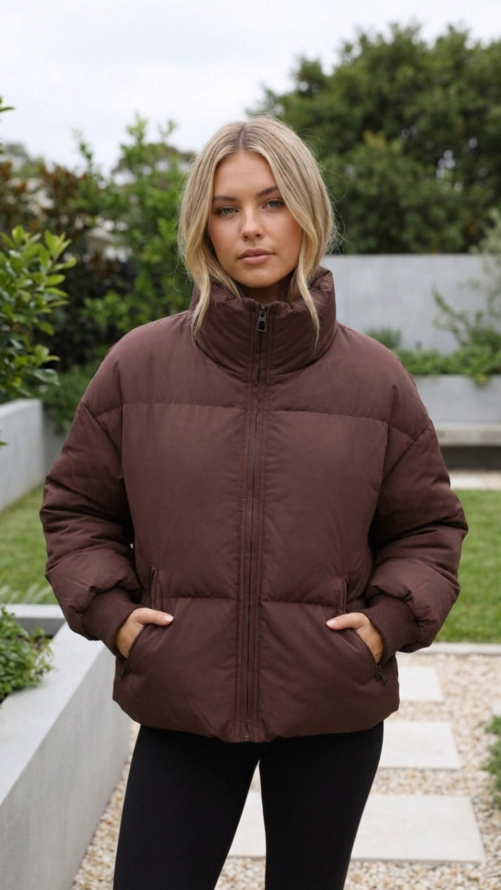 Women’s Padded Puffer Jacket | Oversized High Neck Zip Up Coat