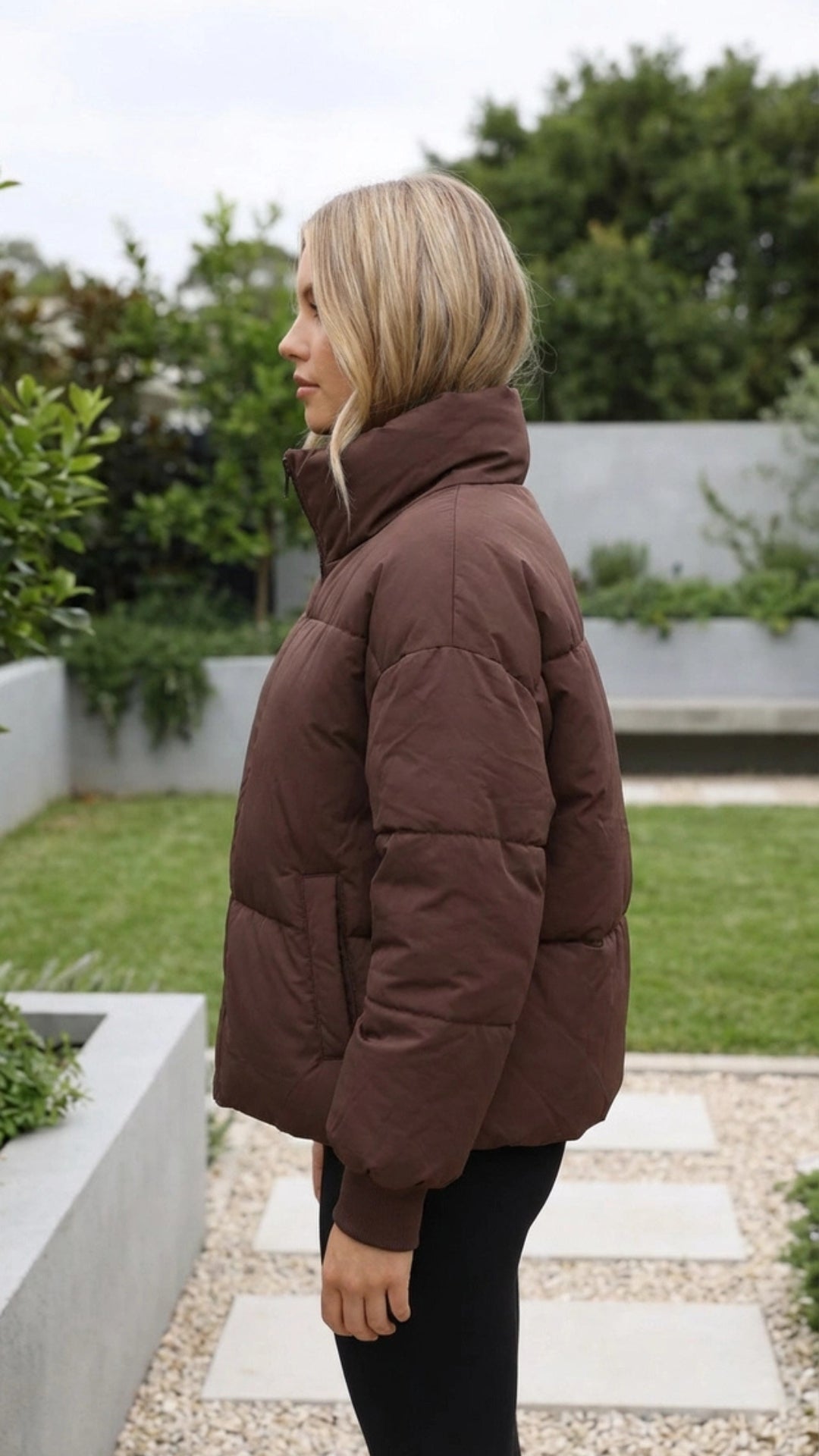 Women’s Padded Puffer Jacket | Oversized High Neck Zip Up Coat