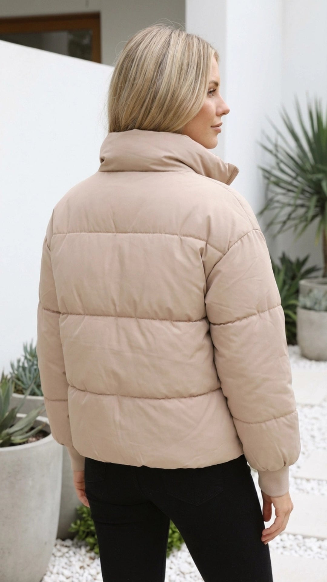 Women’s Padded Puffer Jacket | Oversized High Neck Zip Up Coat