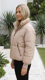 Women’s Padded Puffer Jacket | Oversized High Neck Zip Up Coat