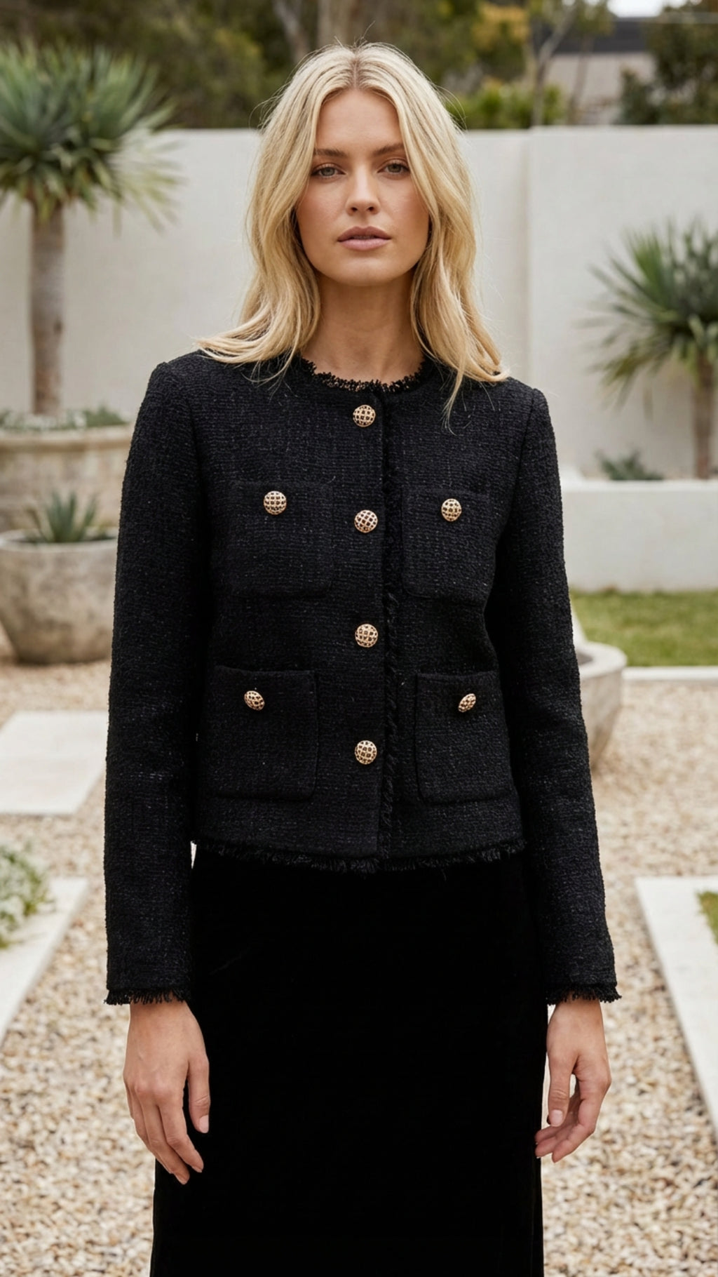 Women’s Single Breasted Cropped Jacket with Pockets