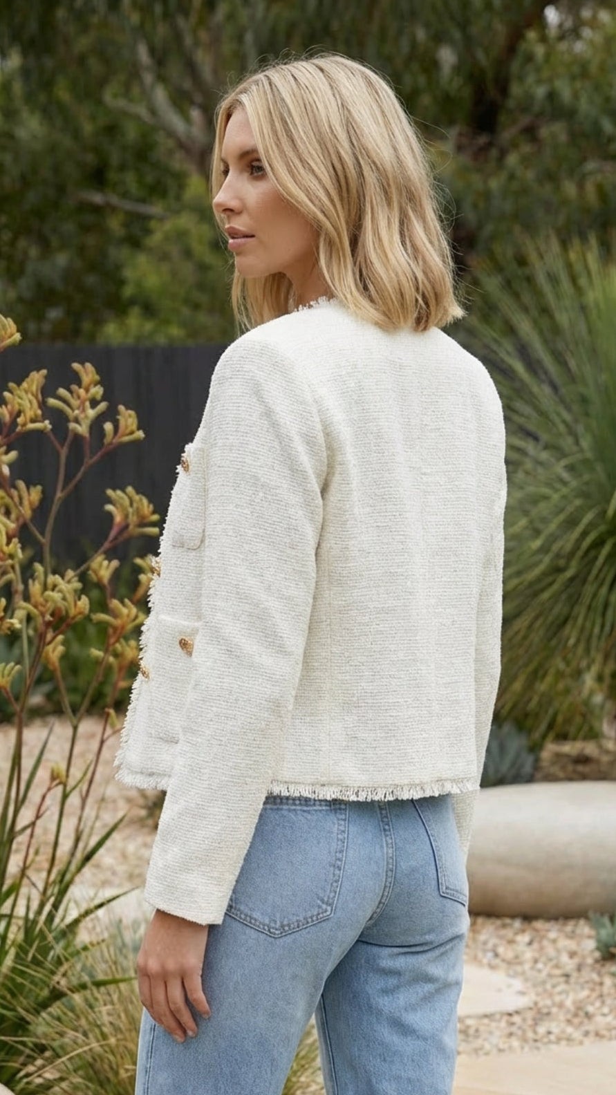Women’s Single Breasted Cropped Jacket with Pockets