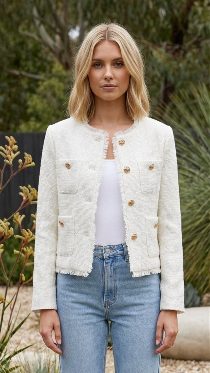 Women’s Single Breasted Cropped Jacket with Pockets