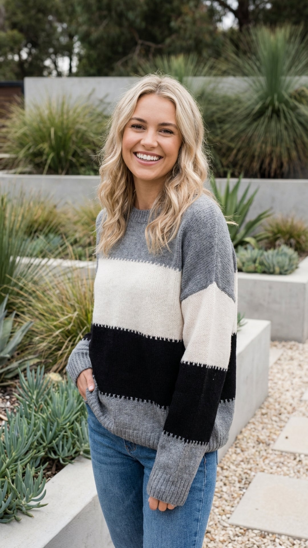 Women’s Striped Knit Sweater Pullover