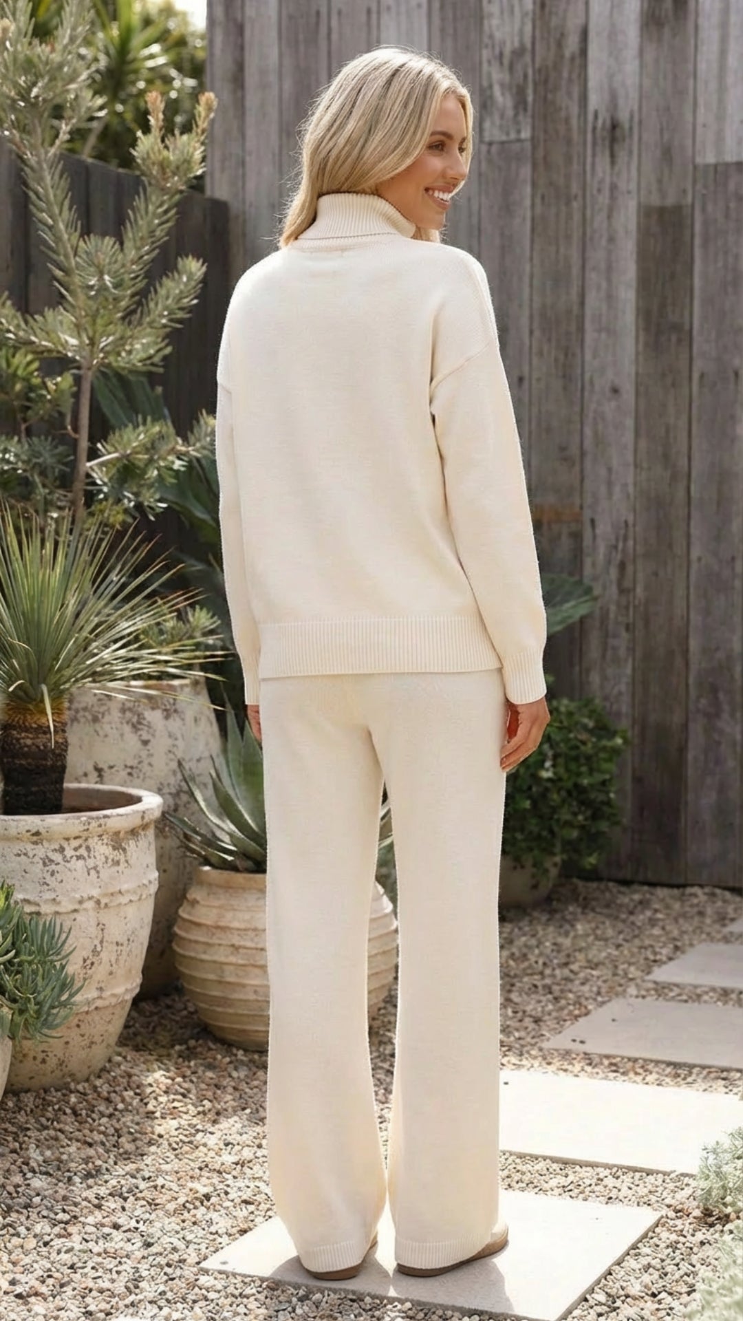 Women’s Two Piece Matching Turtleneck Knit Lounge Set