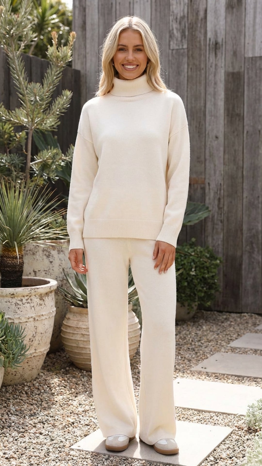 Women’s Two Piece Matching Turtleneck Knit Lounge Set