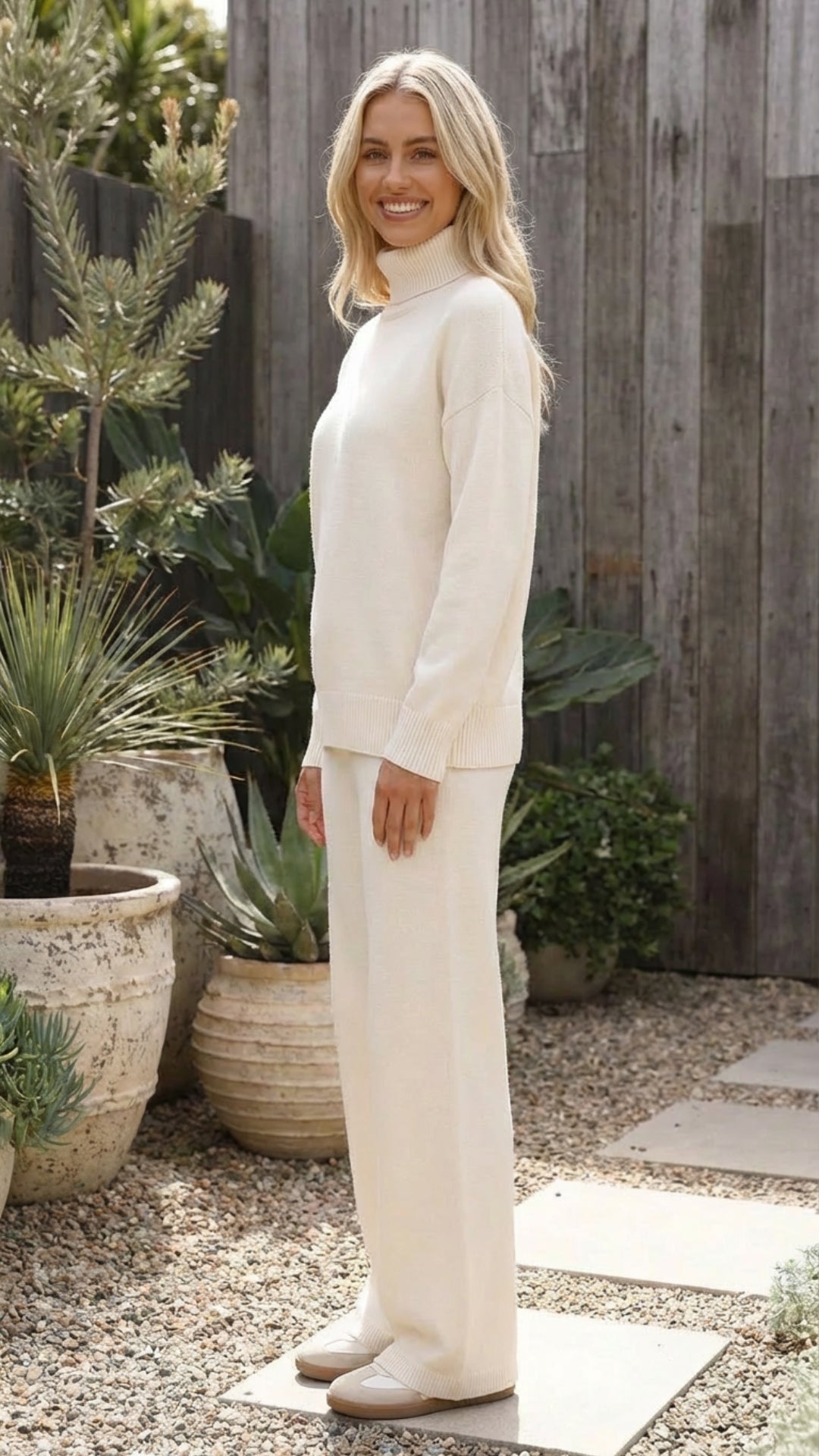 Women’s Two Piece Matching Turtleneck Knit Lounge Set