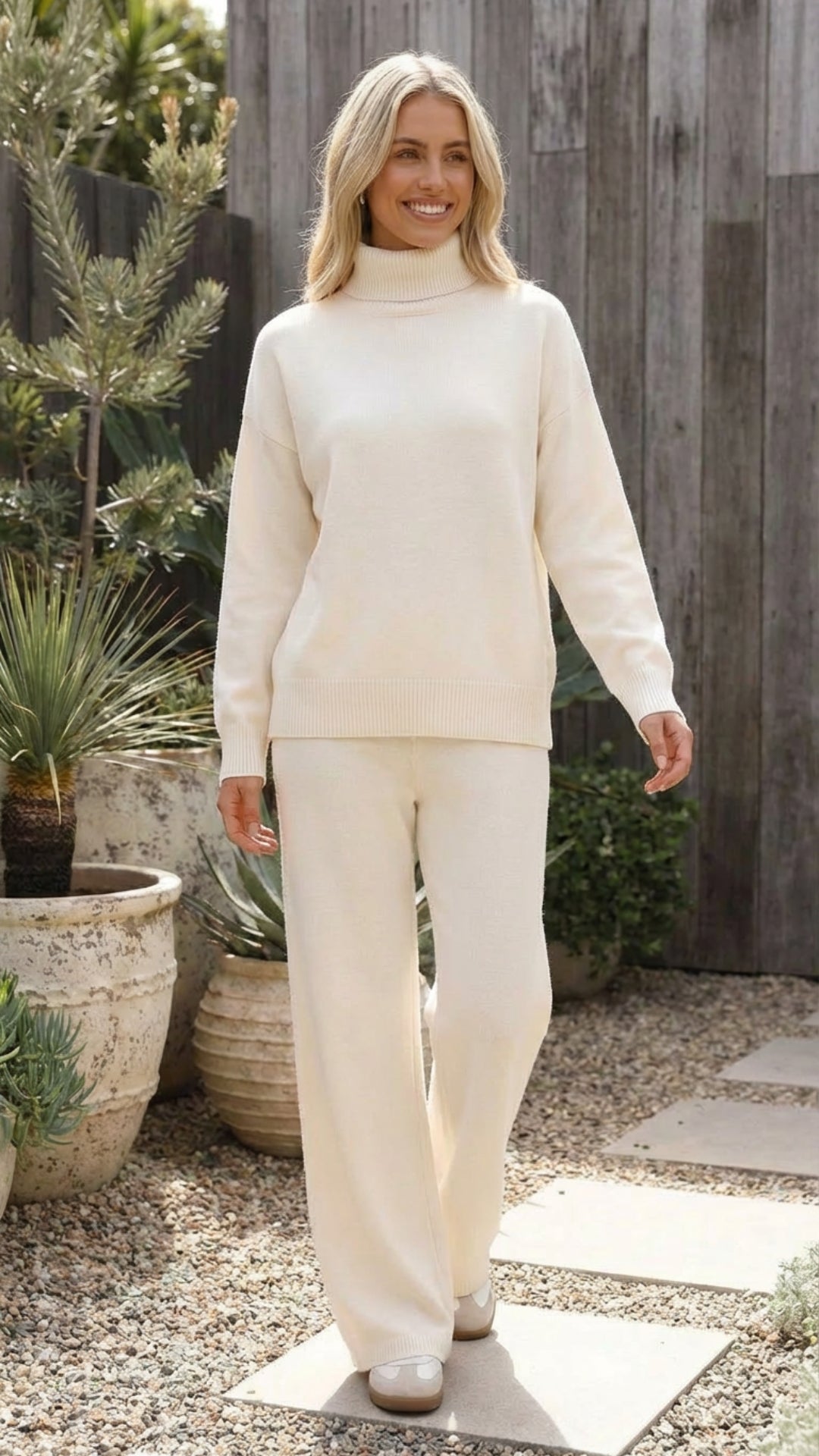 Women’s Two Piece Matching Turtleneck Knit Lounge Set