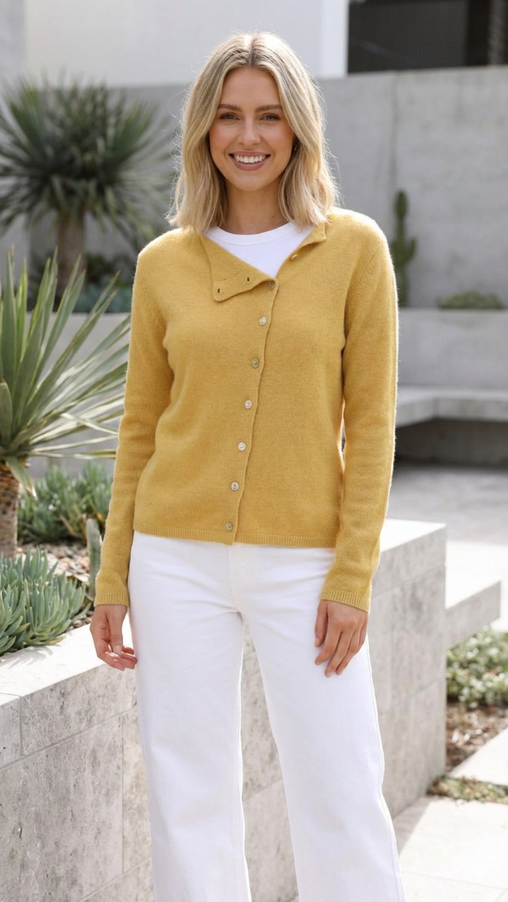 Women’s V-Neck Button-Up Knit Cardigan with Long Sleeves