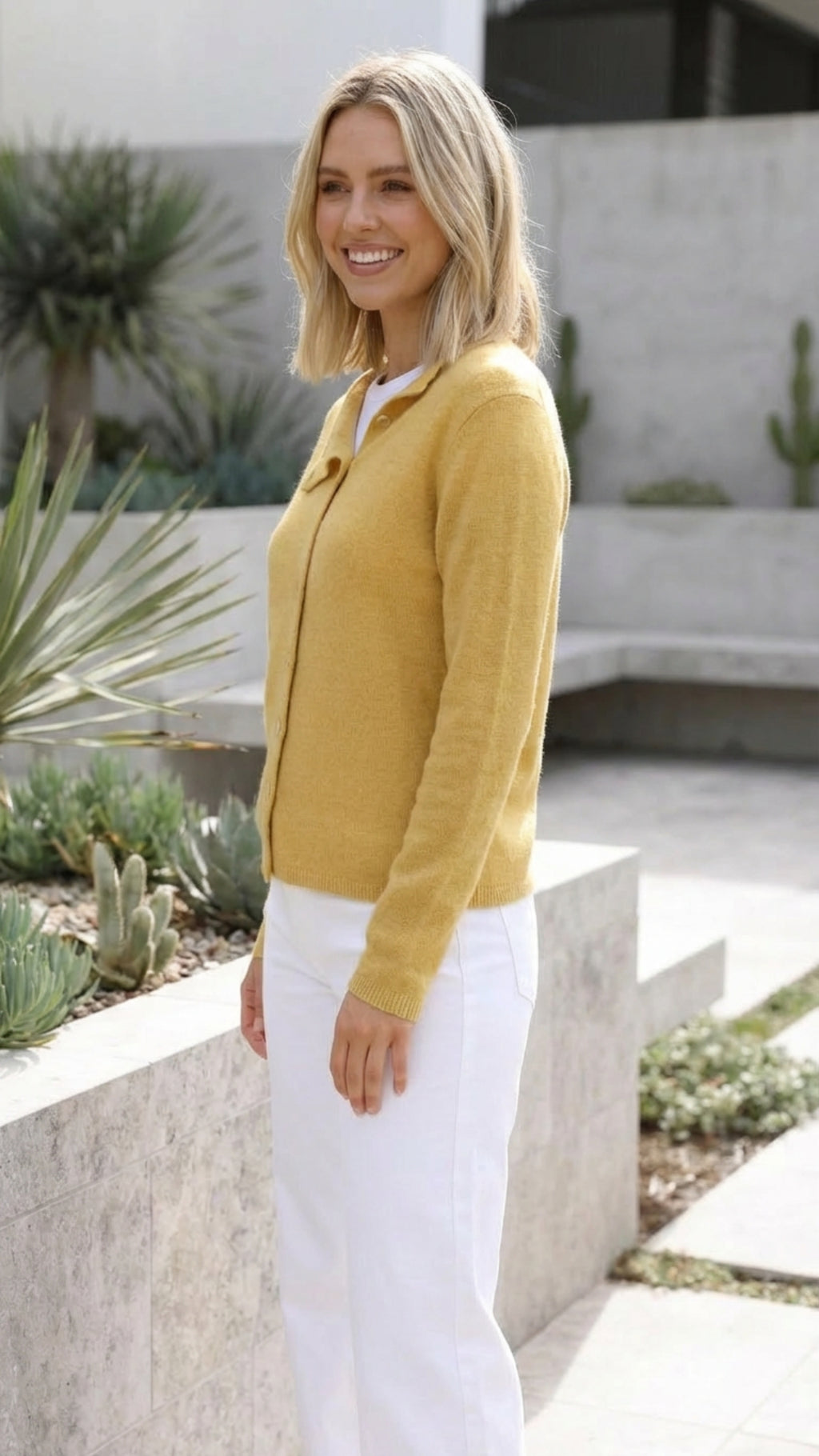 Women’s V-Neck Button-Up Knit Cardigan with Long Sleeves