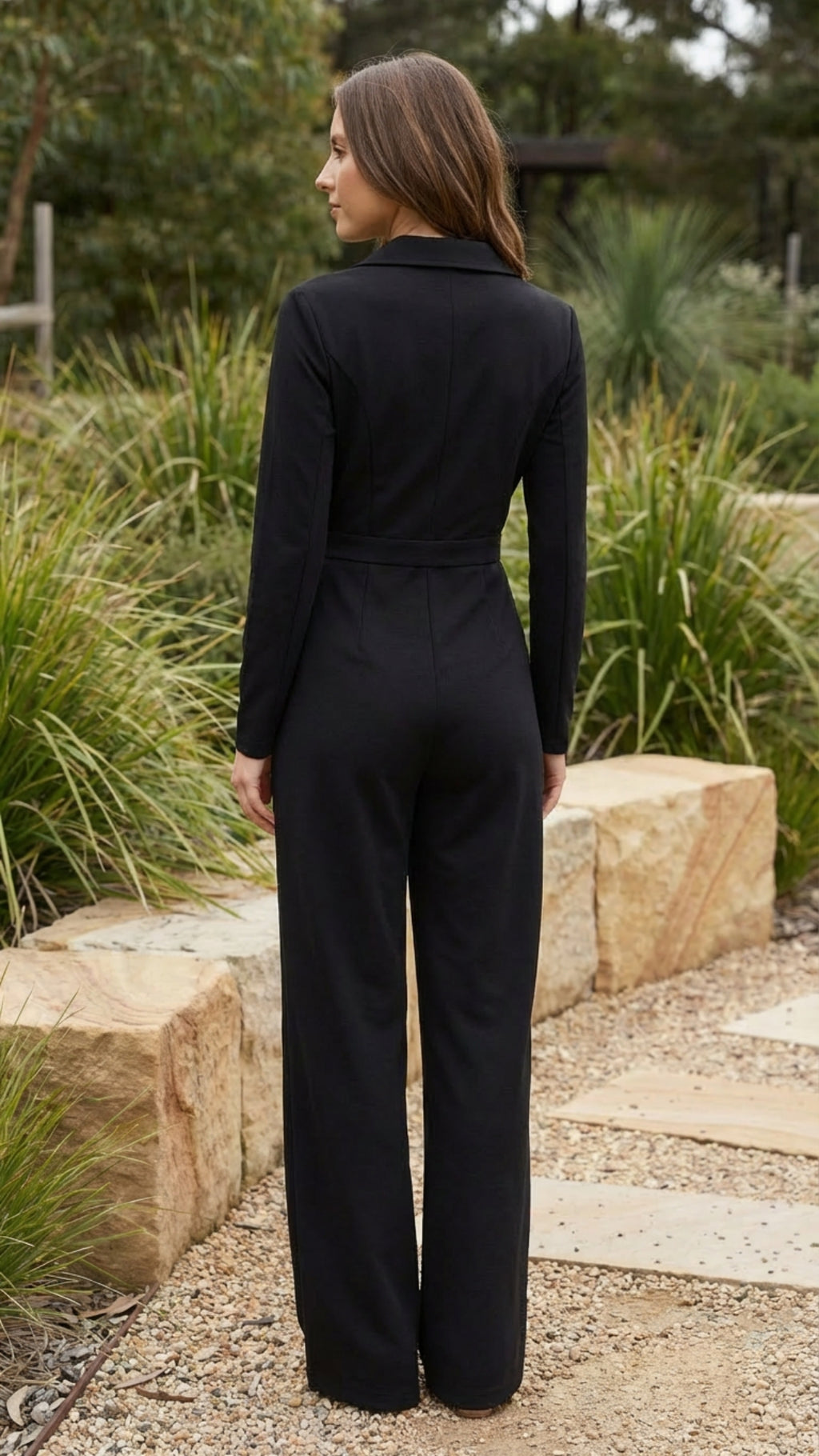 Women’s V Neck Wide Leg Formal Jumpsuit