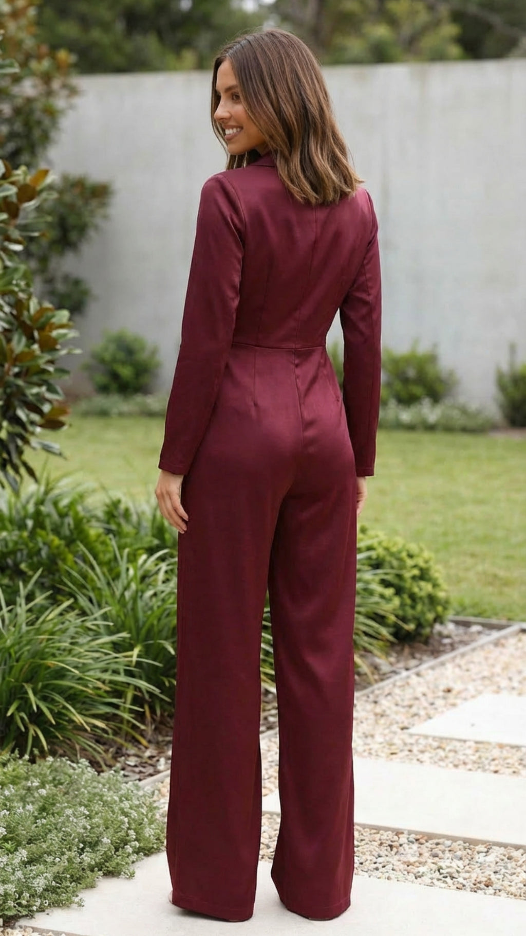 Women’s V Neck Wide Leg Formal Jumpsuit