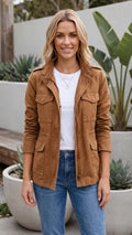 Women's Lightweight Field Jacket with Pockets and Adjustable Waist