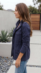 Women's Lightweight Utility Jacket | Cargo Zip Up Drawstring Jacket