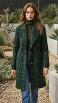 Women's Checkered Print Long Coat