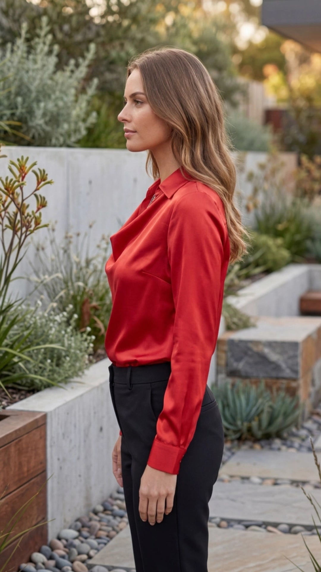 Women’s Cowl Neck Long Sleeve Blouse