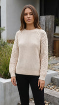 Women's Crew Neck Cable Knitted Sweater