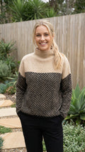 Women's High Neck Patterned Knitted Jumper