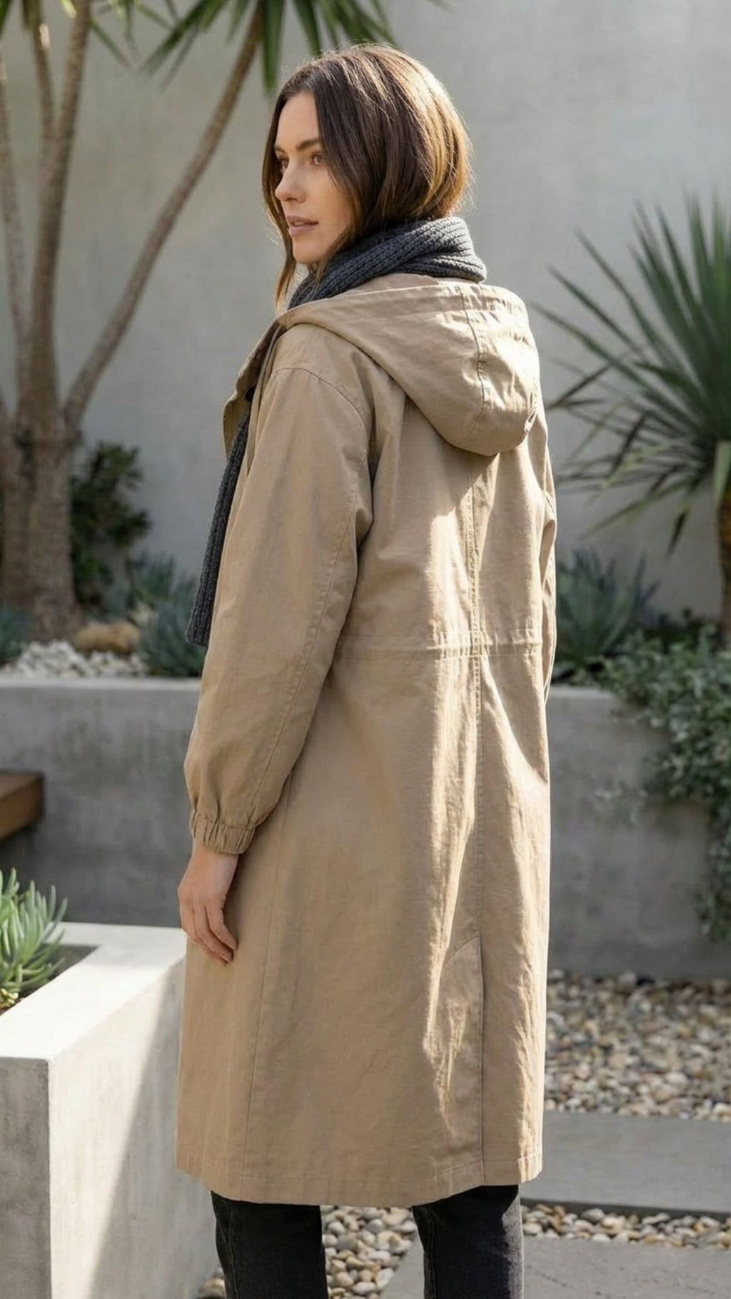 Women's Hooded Long Trench Coat