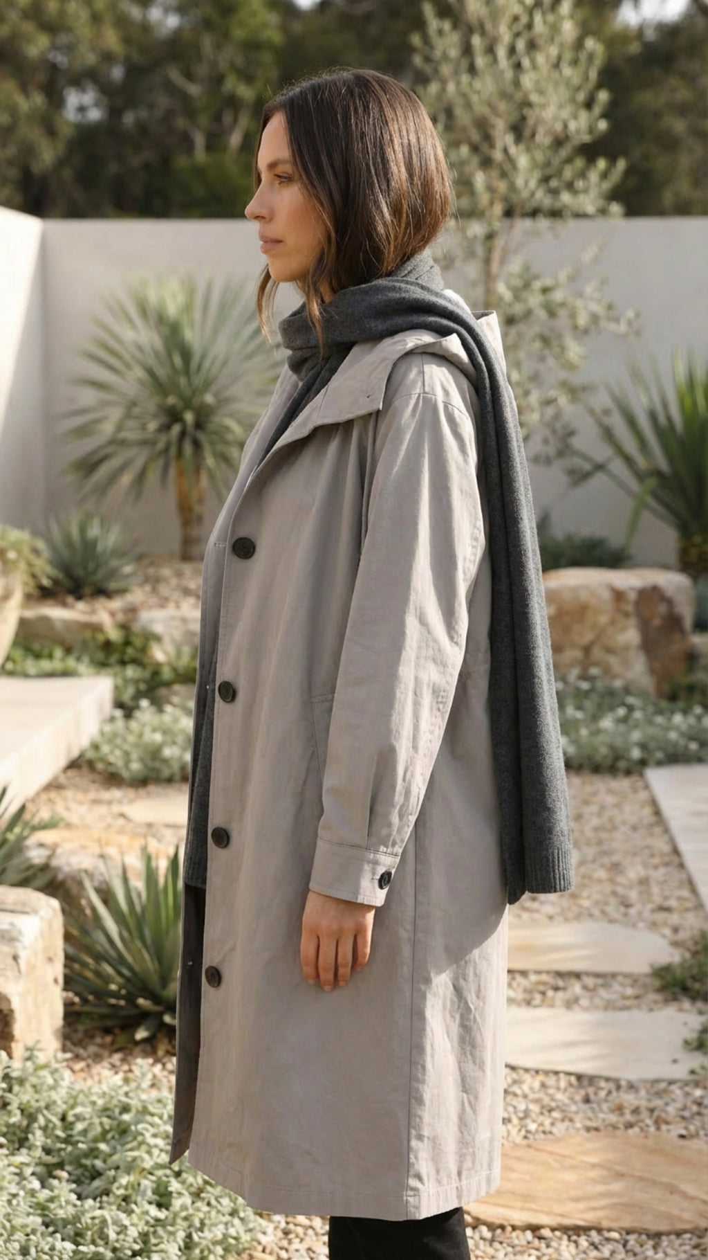 Women's Hooded Long Trench Coat