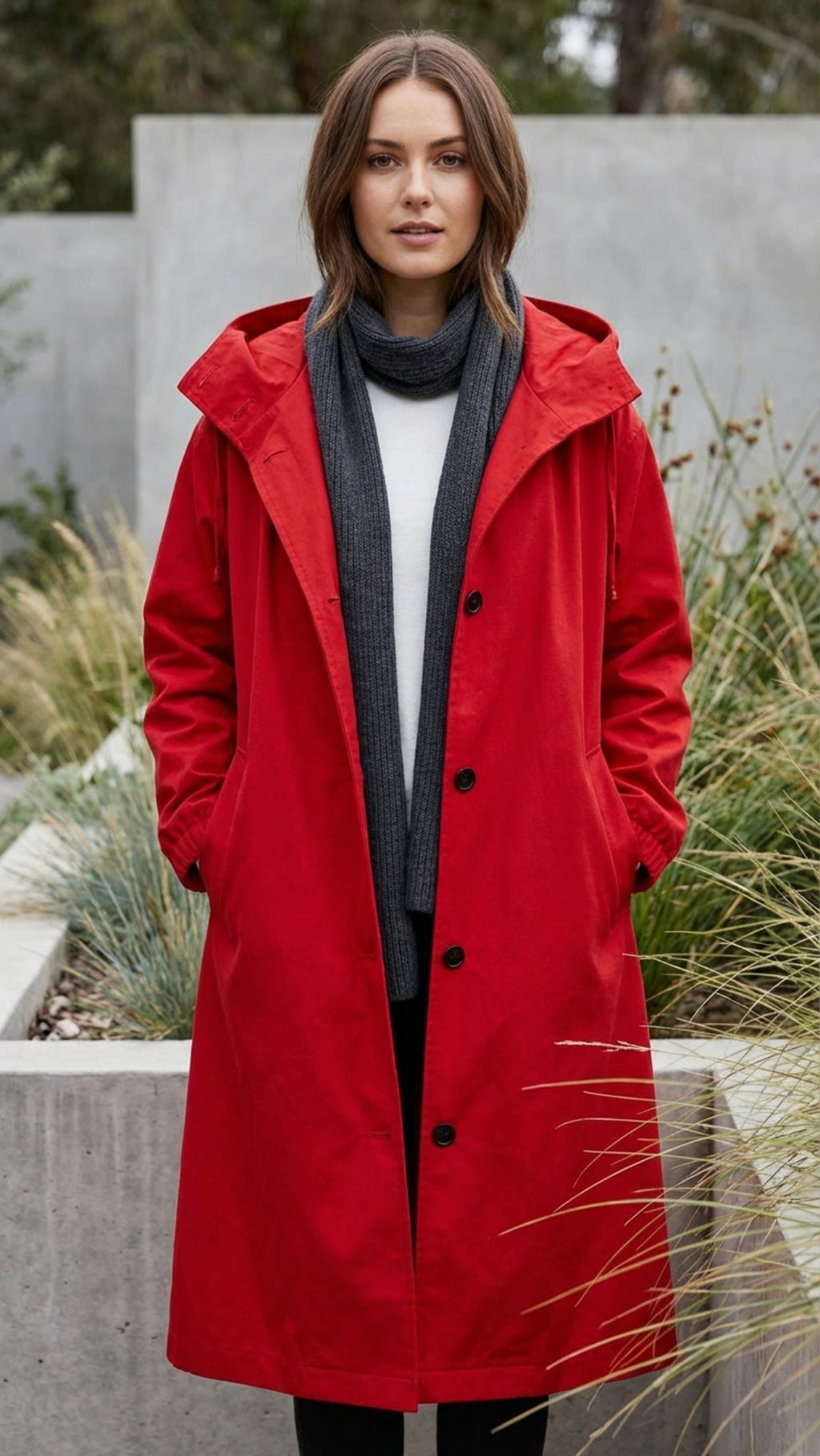 Women's Hooded Long Trench Coat