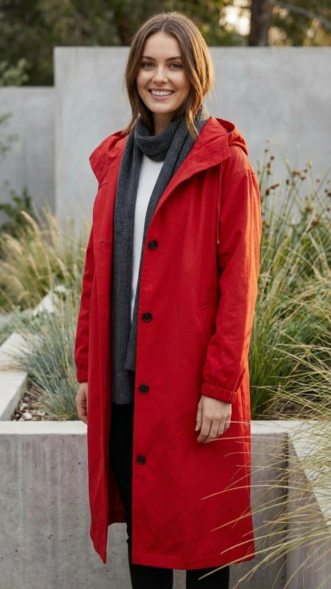 Women's Hooded Long Trench Coat