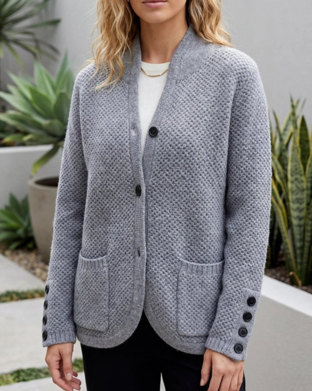 Women's Knit Cardigan | Button Front Relaxed Fit with Pockets
