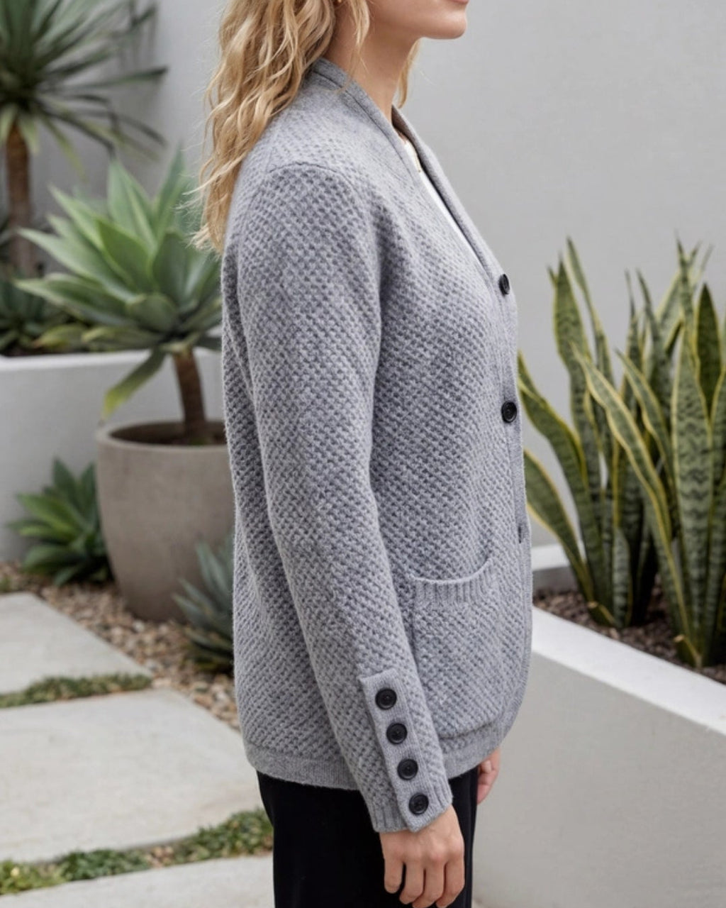 Women's Knit Cardigan | Button Front Relaxed Fit with Pockets