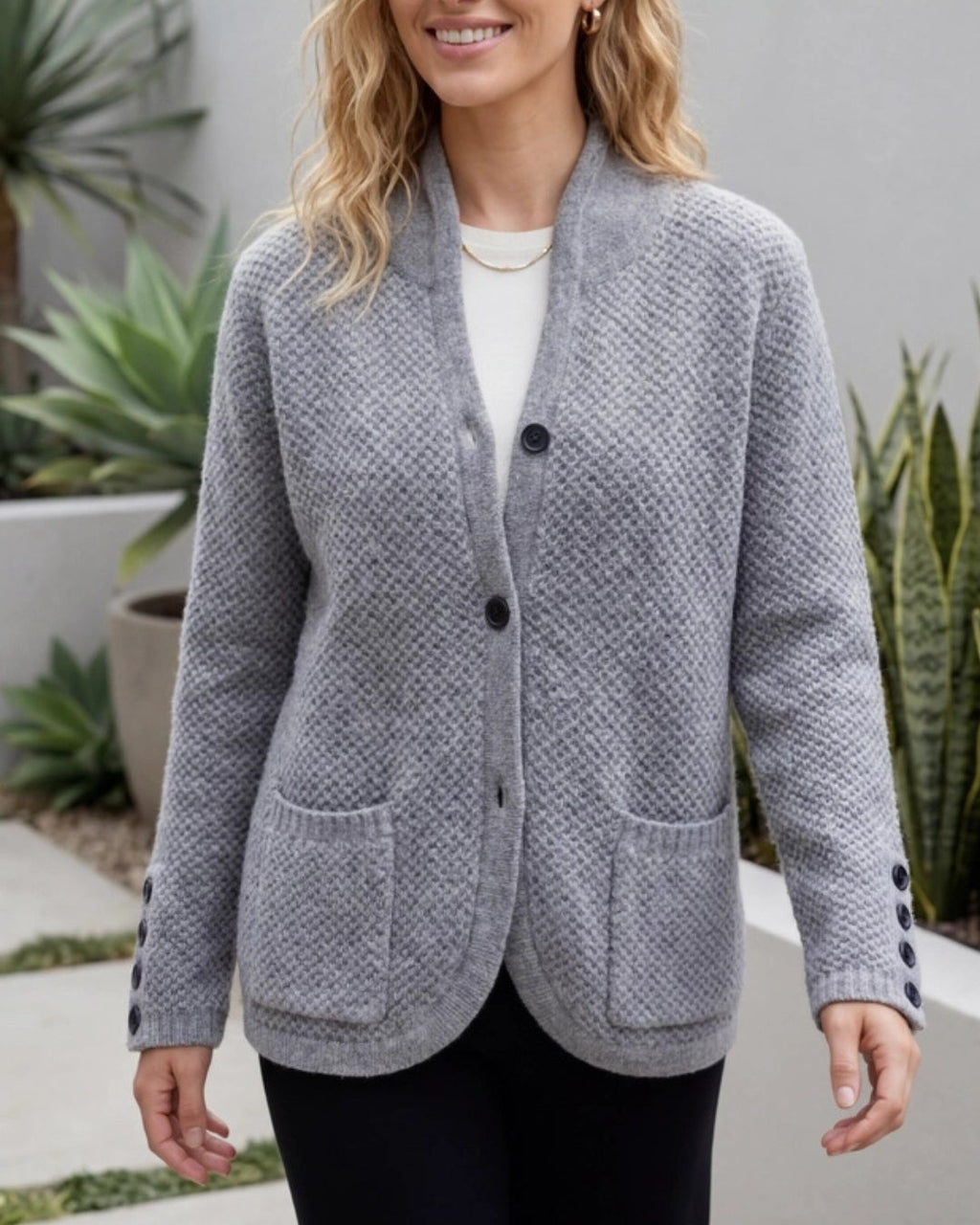Women's Knit Cardigan | Button Front Relaxed Fit with Pockets