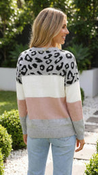 Women's Leopard Print Knit Sweater Pullover