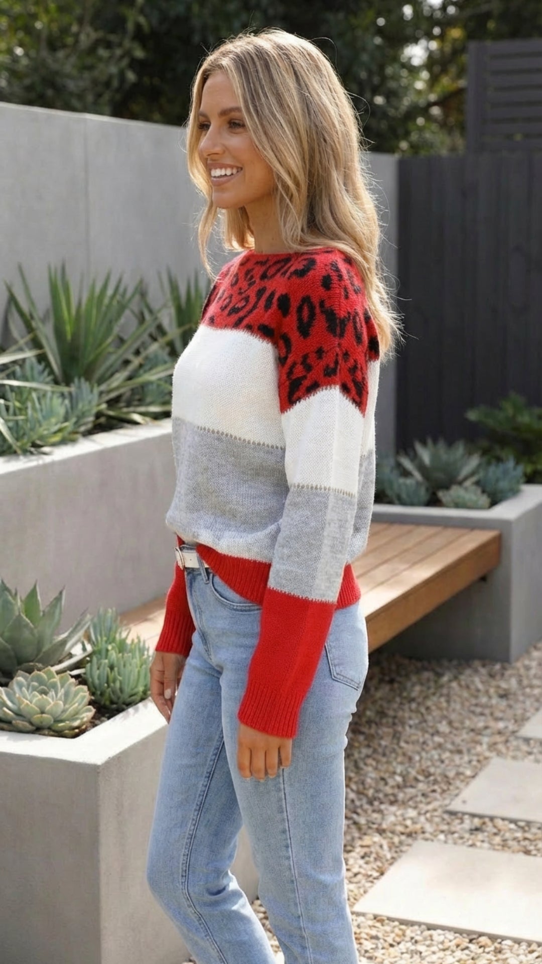 Women's Leopard Print Knit Sweater Pullover