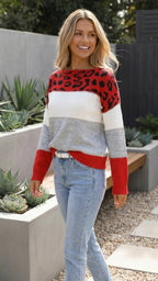 Women's Leopard Print Knit Sweater Pullover