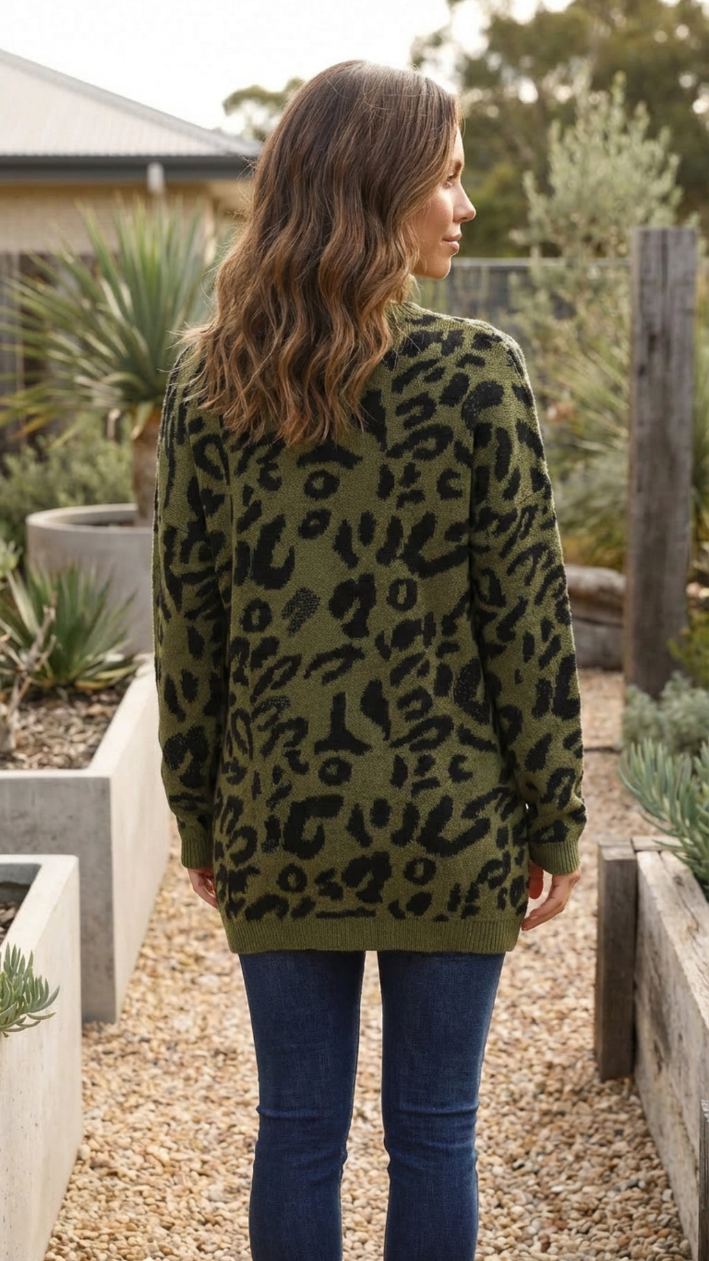 Women's Leopard Print Oversized Knit Sweater