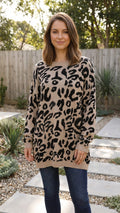 Women's Leopard Print Oversized Knit Sweater